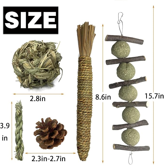 Hamiledyi Rabbit Seagrass Mat Bunny Chew Toys for Teeth Hanging Activity Mat Rabbit Enrichment Activity Mat Small Animal Toys for Hamster Guinea Pigs Gerbil Birds-Mewly Pet