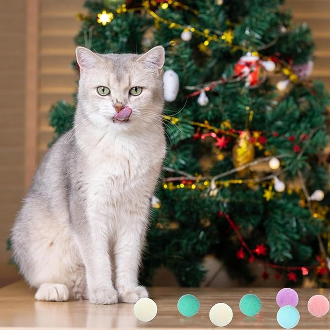 50 Pcs Cat Toy Balls 1.2-inch Colorful Cat Pom Pom Balls Soft Interactive Kitten Ball Cats Exercise Toys Fuzzy Kitten Interactive Playing Quiet Toy for Cats Pet-Mewly Pet