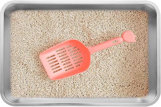 Kichwit Large Stainless Steel Cat Litter Box with High Sides, Metal Litter Pan for Big Cats, Non Stick Smooth Surface, Easy to Clean (23.4" L x 15.5" W x 7.6" H)-Mewly Pet