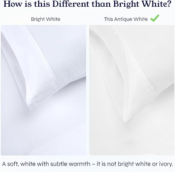 California Design Den Natural 100% Cotton Sheets, Twin Sheets Set, 400 Thread Count Sateen Bedding for Dorm Rooms & Adults, Deep Pockets with All Around Elastic, Cool & Durable - Antique White