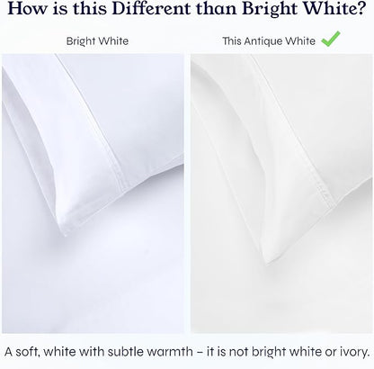 California Design Den Natural 100% Cotton Sheets, Twin Sheets Set, 400 Thread Count Sateen Bedding for Dorm Rooms & Adults, Deep Pockets with All Around Elastic, Cool & Durable - Antique White