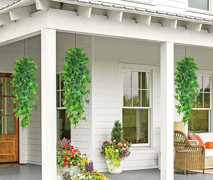 RECUTMS Fake Vines 4pcs Artificial Ivy Hanging Plant Silk Leaves Faux Greenery Garland for Room Indoor Outdoor Garden Door Wall Baskets Wedding Party Table Balcony Decor