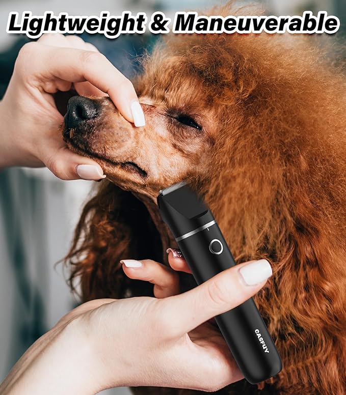 Casfuy Cordless Dog Paw Trimmer - Low Noise Small Dog Clippers with Double Blades USB Rechargeable Grooming Clipper for Dogs Cats and Small Pets for Trimming Hair Around Paws, Eyes, Ears, Face, Rump-Mewly Pet