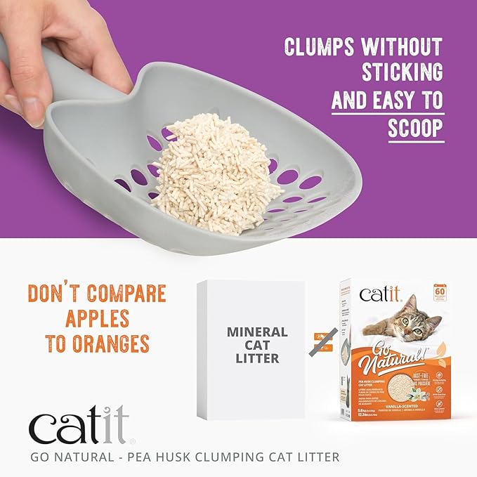 Catit - Go Natural Pea Husk Clumping Cat Litter - Lightweight, Dust Free, Easy Cleaning & Scooping, Flushable Kitty Litter with Odor Control & Subtle Fragrance - 12.3 Lbs, Lavender Scented-Mewly Pet