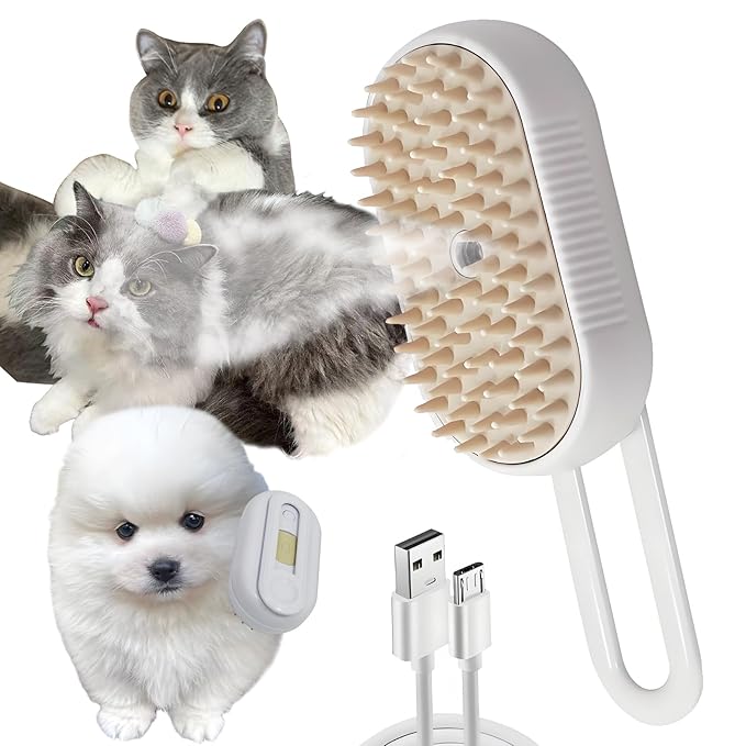 Steam Brush for Cats Dog Steam Brush,3 in 1 Pet Grooming Comb for Shedding,1PCS-Mewly Pet
