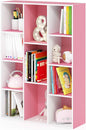 Furinno LUDER Book Shelf, 11-Cube Bookshelf, Reversible Bookcase, 9.4" x 29.1" x 41.7", for Living Room, Bedroom, Home Office, White/Pink