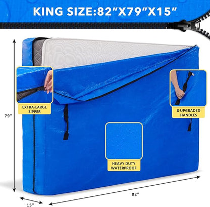AlexHome Mattress Bag for Moving and Storage,Heavy Duty Tarp Reusable Mattress Storage Bag,Easy Carrier Mattress Moving Cover (King Size)