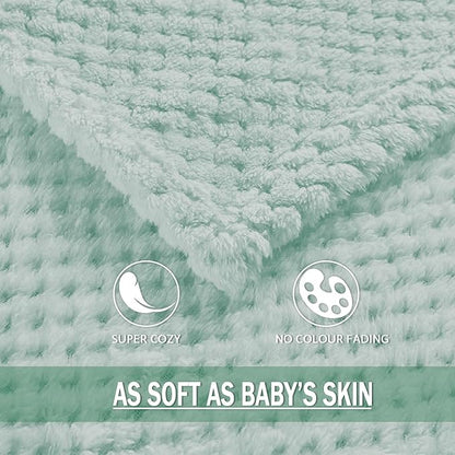 Exclusivo Mezcla Fleece Bed Blanket Twin Size, Super Soft and Warm Blankets for Couch, Sofa and Bed Waffle Textured, Cozy, Fuzzy and Lightweight (Mint Green, 60x80 inches)