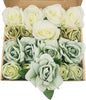 Artificial Flowers Fake Roses, Faux Plant with Stems for DIY Wedding Bouquets Bridal Shower Centerpieces Arrangements Party Tables Decorations (24, Mix Shades of Light Green)