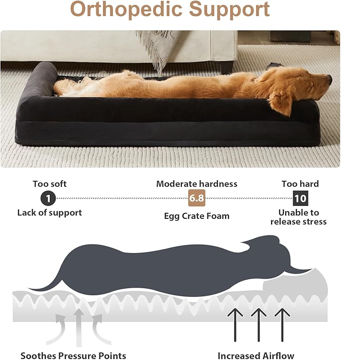 BFPETHOME Dog Beds for Large Dogs, Orthopedic Dog Bed for Medium Large Dogs,Big Waterproof Couch Pet Bed with Removable Washable Cover-Mewly Pet