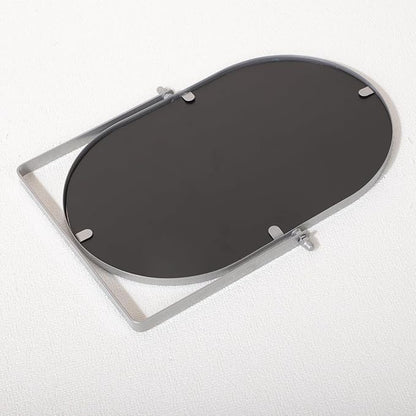 Bathroom Rectangle Desktop Makeup Mirror with Silver Metal Standing 180° Rotation Vanity Table Mirror Portable Cosmetic Mirror for Dressing Room Bedroom