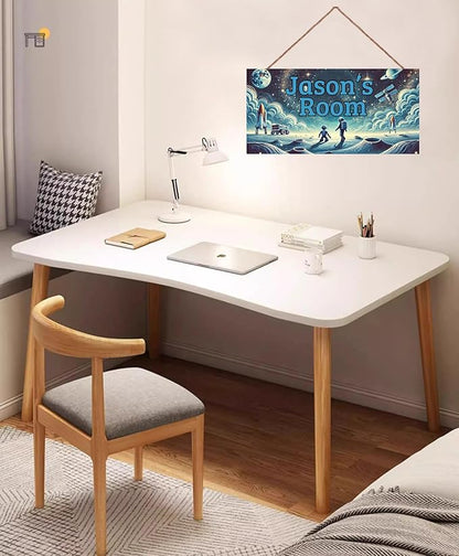 Personalized Name's Door Sign For Boys Room, Outer Space Theme Wall Art Decor, Astronaut Art Nursery Kids Room Decor