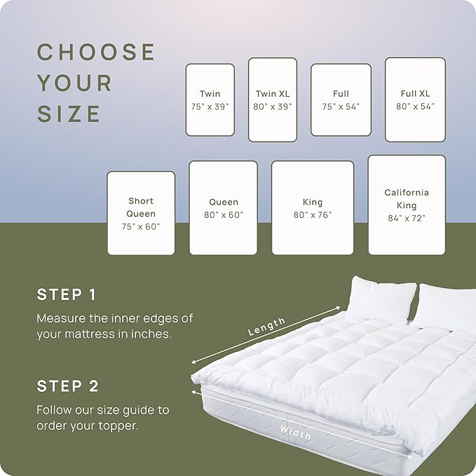 Extra Thick Pillow Top Mattress Topper Queen Size, 3 Inch Cooling Fluffy Cotton Hotel Mattress Bed Topper for Cloud Like Sleep & Back Pain Relief, Plush Soft Pad, Fits 6'-22' Mattresses