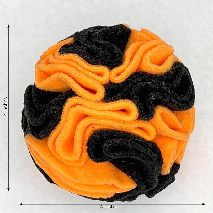Puppy and Small Breed Snuffle Interactive Foraging Dog Puzzle Ball Toy Halloween Orange and Black-Mewly Pet