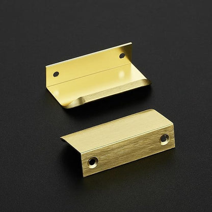 Ravinte Hardware 10 Pack Gold Cabinet Handles, 3 Inch (76mm) Finger Edge Pulls, 2 Inch Hole Center, Finger Pulls for Cabinets