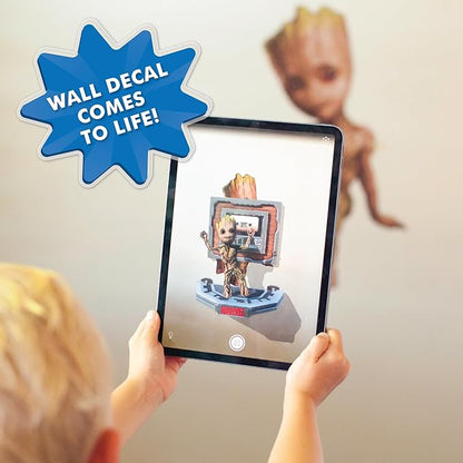 Wall Palz Marvel Guardians of The Galaxy Baby Groot Wall Decal - Peel and Stick Wall Stickers with 3D Augmented Reality Interaction - 21" Groot Stickers - Marvel Room Decor