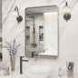 20x30 Inch Brushed Nickel Bathroom Mirror, Brushed Silver Metal Framed Wall Mirror, Rounded Corner Rectangle Modern Vanity Mirror, Tempered Glass, Anti-Rust, Shatterproof (Horizontal/Vertical)