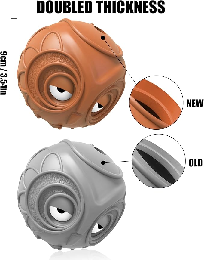 Giggle Ball for Dogs Owl Dog Toys for Aggressive Chewers Medium Large Dogs Fun Gift for Dog Natural Rubber Herding Ball for Dogs Cute Owl Hoot Brown New-Mewly Pet