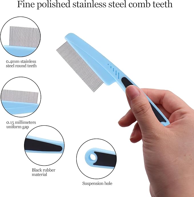 Electrostatic Pet Hair Remover Glove, Reusable Pet Hair Removal Glove for Dog & Cat Grooming, Double Sided Static Pet Hair Fur Remover Tool Mitt Gloves (2PCS) (1 Gloves+1 flea Comb)-Mewly Pet