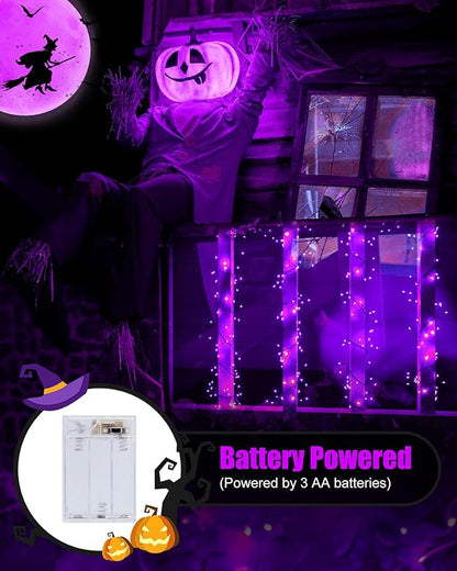 Fairy Lights Battery Operated, Twinkle String Lights Waterproof Silver Wire 5 Feet 60 Led Firecracker Starry Lights for DIY Wreath Home Party Bedroom Mason Jar Indoor Halloween Decoration, Purple