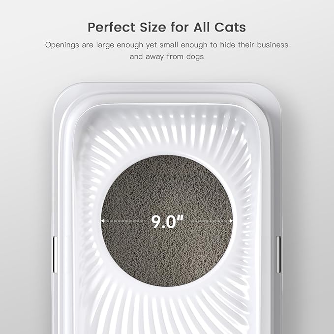 Stainless Steel Cat Litter Box, Large Top Entry Litter Box for Big Cats, Enclosed Kitty Litter Pan with Lid, Metal Cat Box Never Absorbs Odors, Easily Cleaning, Include Scoop-Mewly Pet