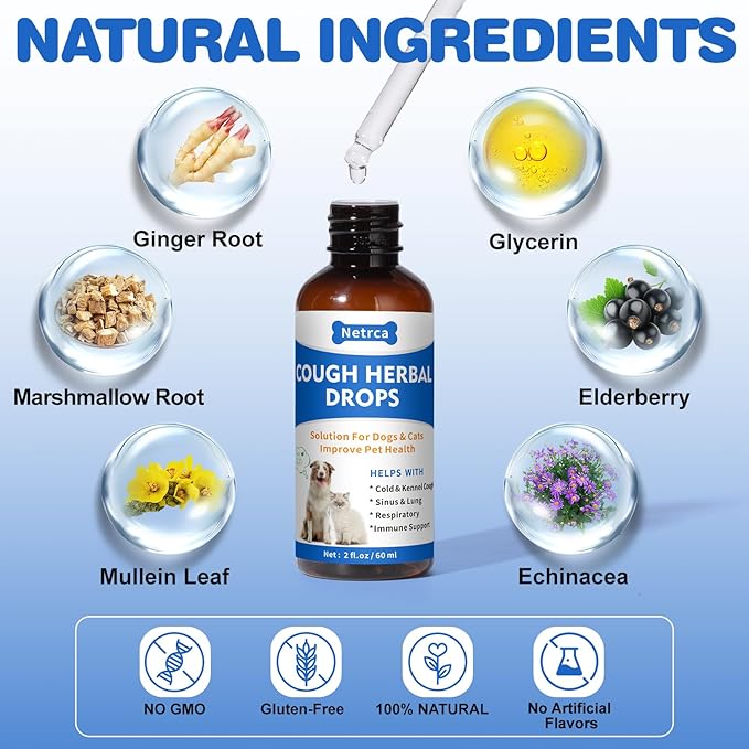 Natural Nebulizer Solution – Promotes Respiratory Health for Dogs & Cats – Immune Support | Sinus, Allergies & Kennel Cough Relief | Gentle Herbal Formula, 60ml-Mewly Pet
