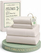 LANE LINEN 100% Organic Cotton Queen Sheet Set, 4Pc Cotton Sheets Queen Size Bed Set, Soft Percale Weave, Deep Pocket Queen Sheets, Hotel-Quality Bed Sheets Queen Size - Glacier Grey