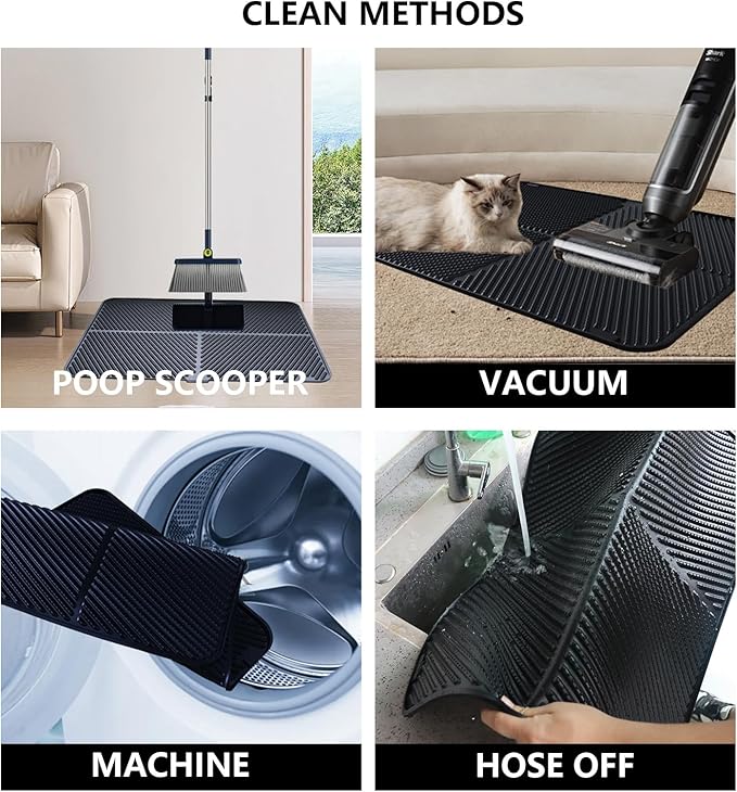 Silicone Cat Litter Mat, Scratch-Resistant Litter Trapping Mat, Waterproof & Non-Slip Litter Box Mat, Highly Effective for Collecting Litter, Easy to Clean for Indoor Use-Mewly Pet