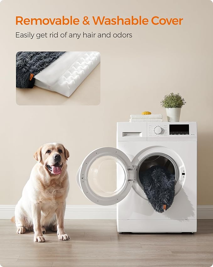 Feandrea Dog Bed, Orthopaedic Dog Sofa Bed for Medium and Large Dogs, Waterproof Ped Bed with Removable Washable Cover, 42 x 31.5 x 9 Inches, Dark Gray UPGW233G02-Mewly Pet