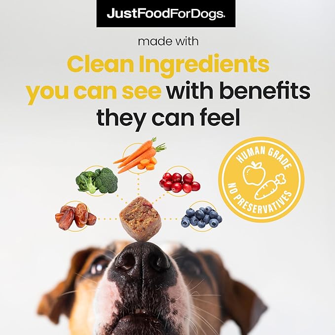 JustFoodForDogs Hip + Joint Soft Chews Mobility Supplement for Dogs with Glucosamine and Chondroitin, Superfood Blend, Human Grade, Plant-Based - 45 Count-Mewly Pet