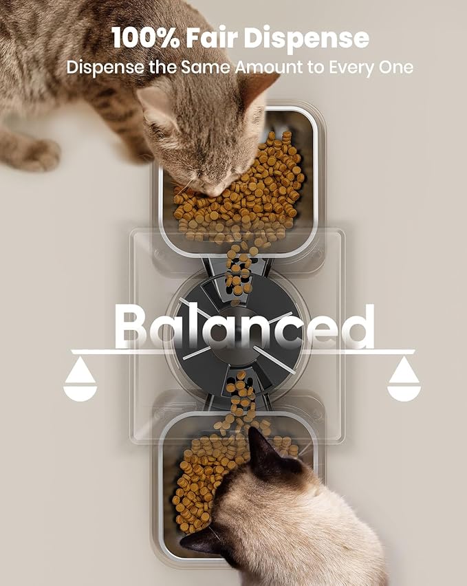 oneisall Automatic Cat Feeder for 2 Cats, 20 Cups/5L Automatic Cat Food Dispenser for Small Pets Indoor, Timed Cat Feeder for Dry Food-Mewly Pet