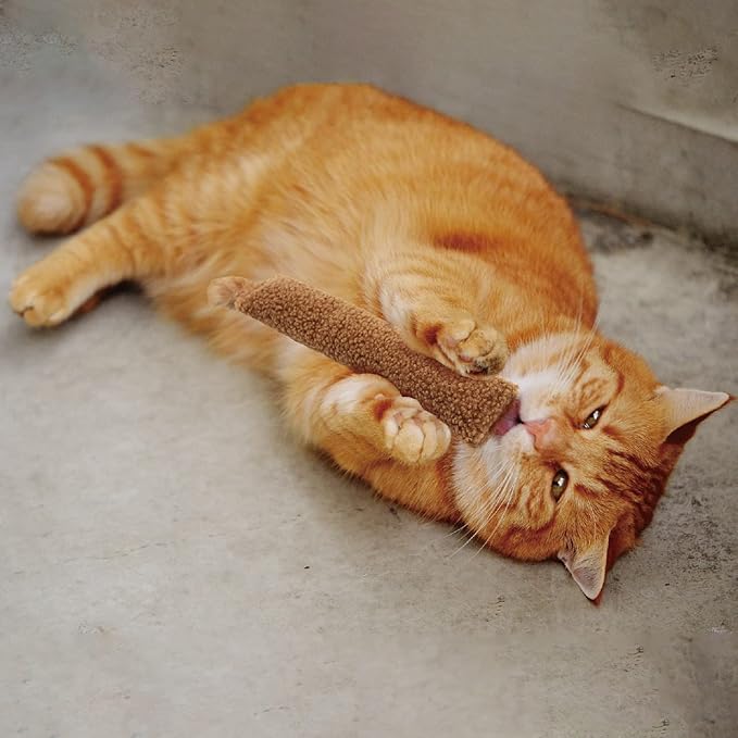 2 Pack Natural Interactive Catnip & Silvervine Cat Kicker with Tail, Bite Resistant Chew Toy, Crinkle Kicker, Accessories for Indoor Cat, Sherpa Material-Mewly Pet