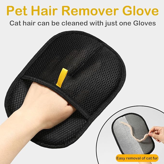 Pet Hair Remover Glove for Cats & Dogs, Electrostatic Pet Hair Removal Gloves, 2PC Upgrade Reusable Pet Hair Remover Glove, for Furniture, Carpet, Car Seat, Pet Grooming-Mewly Pet