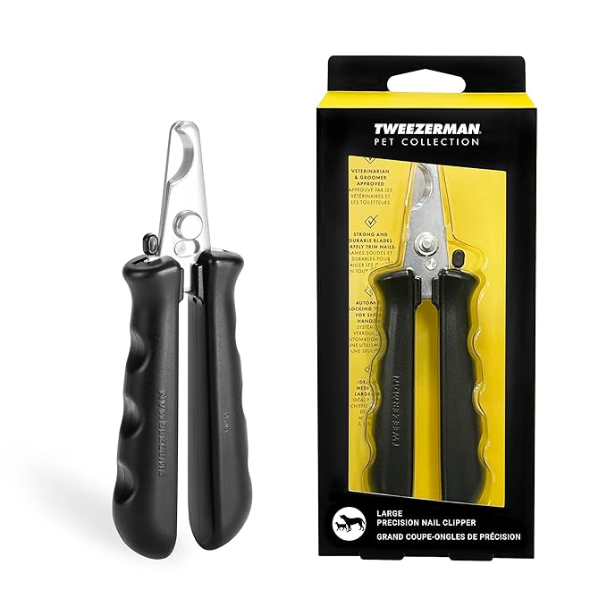 Tweezerman Large Nail Clippers for Dogs & Cats, Manual Professional Cat & Dog Nail Trimmer with Ergonomic Handle-Mewly Pet