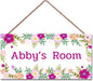 Personalized Flower Sign For Kids Room Boys Bedroom Door Decor,Custom Name Wall Art Decor Decorative Plate for Girls Room Nursery Little Man Cave