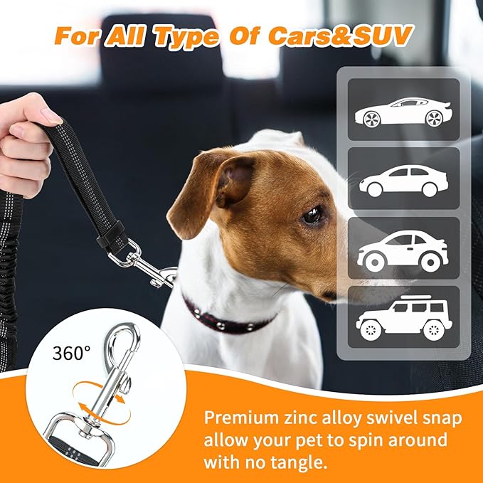 BWOGUE Double Dog Cat Seat Belts, Car Headrest Restraint Adjustable Travel Leash,Safety Elastic Leads Splitter Connect Vehicle Seatbelt Harness for 2 Dogs-Mewly Pet