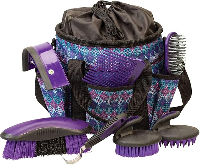 Weaver Leather Grooming Kit, Purple Geo , 7-piece assortment-Mewly Pet