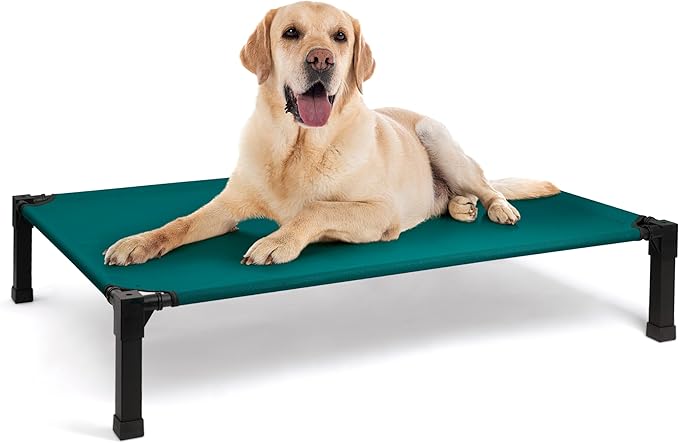 Heeyoo Elevated Dog Bed, Cooling Raised Pet Cot with Chew Proof Washable Breathable Mesh and Metal Frame, Portable Dog Cot Bed with No-Slip Feet for Outdoor or Indoor Use-Mewly Pet