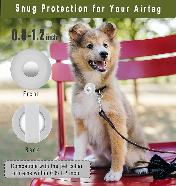 Airtag Holder for Dog Collar, Cibaabo Silicone Air Tag Case Cover Compatible with Apple Airtags for 0.8-1.2inch Cat Pet Collar Harness Loop-Mewly Pet