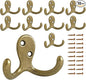 10 Pack Coat Hooks Wall Hooks for Hanging, Heavy Duty Double Prong Metal Hook Wall Mounted for Living Room, Bathroom, Kitchen, Bedroom for Coat, Bag, Scarf, Towel, Hat, Key, Cup (Bronze)