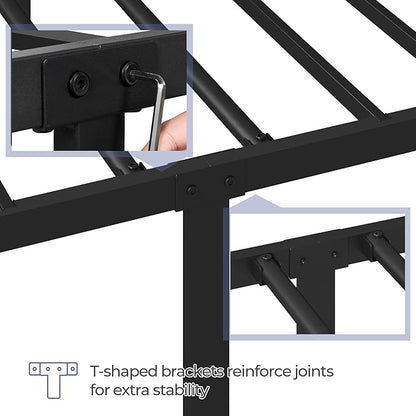 Yaheetech Metal Queen Platform Bed Frames Mattress Foundation with Storage/Curved Design Headboard/NO Box Spring Needed/Heavy-Duty Support/Easy Assembly, Queen, Black