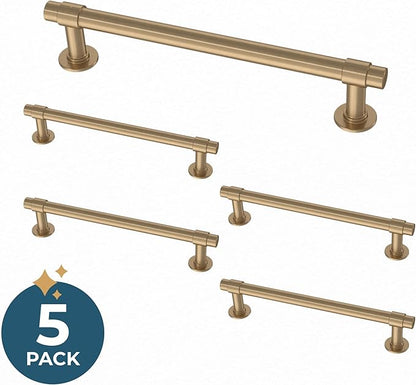 Franklin Brass - Francisco Champagne Bronze Gold Cabinet Handles 5 Inch (5") Hole Center Pulls | Easy Install, Durable Hardware for Kitchen Cabinet Door, Drawers, Dresser Pull, Furniture (10 Pack)