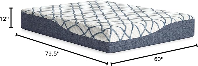 Signature Design by Ashley 12 Inch Chime Elite 2.0 Plush Green Tea Memory Foam Mattress for Cool Sleep and Pressure Relief, Queen, Fiberglass Free, Mattress In A Box