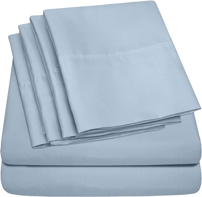 Twin XL Size Bed Sheets - 4 Piece 1500 Supreme Collection Fine Brushed Microfiber Deep Pocket Twin X-Large Sheet Set Bedding - 1 EXTRA PILLOW CASES, GREAT VALUE, Twin XL, Misty Blue