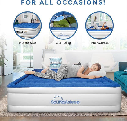 SoundAsleep Products Dream Series Luxury Air Mattress, ComfortCoil Technology, Built-in High Capacity Pump for Home, Camping- Double Height, Adjustable, Inflatable Blow Up, Portable - Twin XL Size