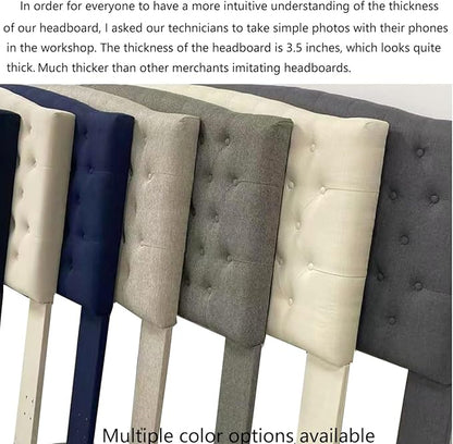 24KF Upholstered Tufted Button Linen Fabric Headboard,Comfortable Fashional Headboard King/CA King Size,Dark Gray