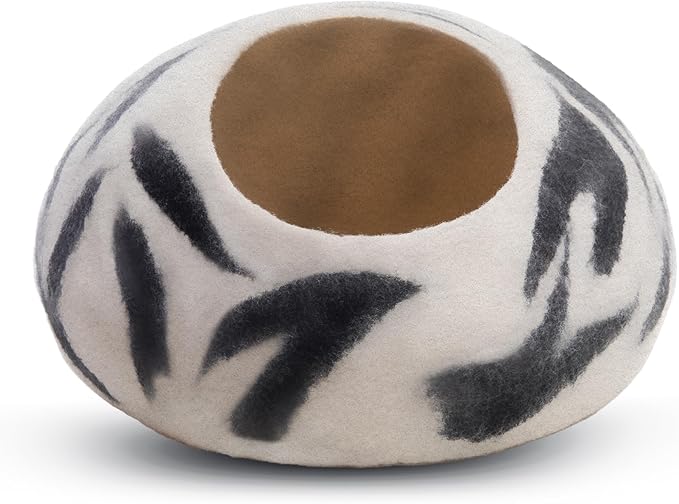 Woolygon Premium Felt Cat Cave Bed - Wool Kitty Beds Handcrafted Kitten Caves Bed for Indoor Cats - Made from 100% Eco-Friendly Merino Wool, Foldable Cat Hidewawy Covered Cat House Pod-Mewly Pet
