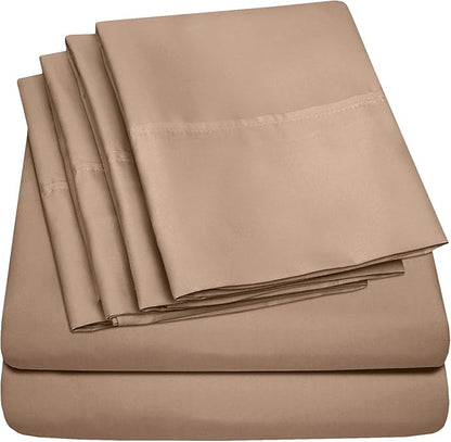 Full Size Bed Sheets - 6 Piece 1500 Supreme Collection Fine Brushed Microfiber Deep Pocket Full Sheet Set Bedding - 2 Extra Pillow Cases, Great Value, Full, Taupe