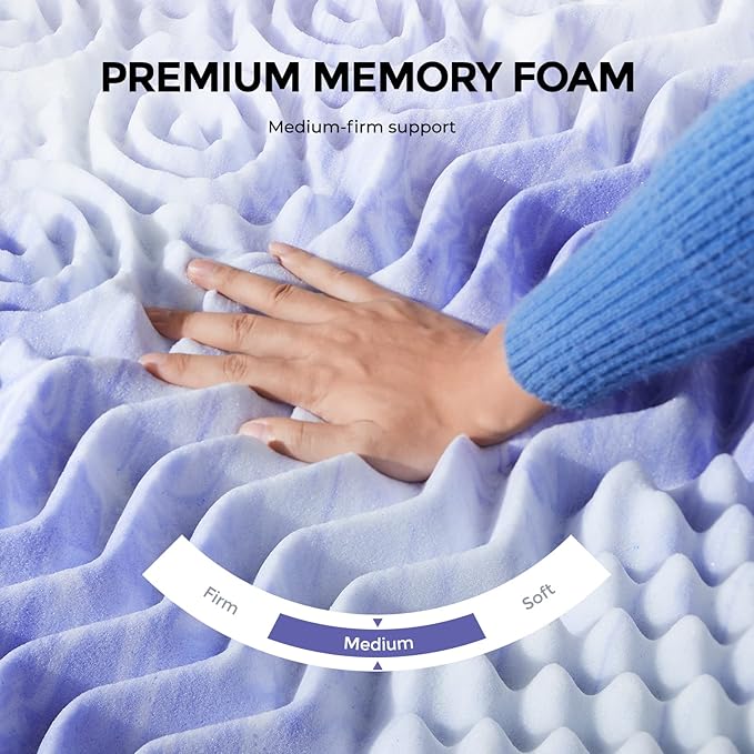 Dreamsmith 3 Inch Queen Memory Foam Mattress Topper,Gel Infused 7-Zone Foam Mattress Topper for Pressure Relief, CertiPUR-US Certified, Queen Size Mattress Pad