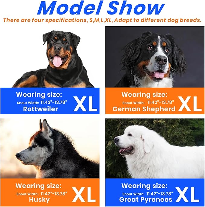 Dog Muzzle, Basket Muzzle for Small Medium Large Dogs, Anti-Biting and Chewing, Lightweight & Sturdy Cage Design, Allows Panting & Drinking, Ideal for Grooming & Training(Blue Size XL)-Mewly Pet